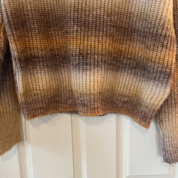 Rachel Zoe mustard yellow cream striped pullover cozy sweater sz m - Picture 4 of 9